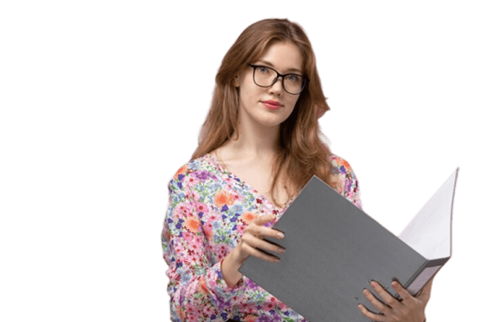 Sales professional with notebook